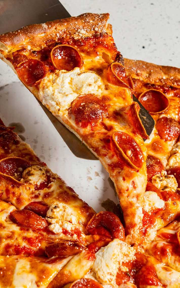 Slice of pepperoni pizza